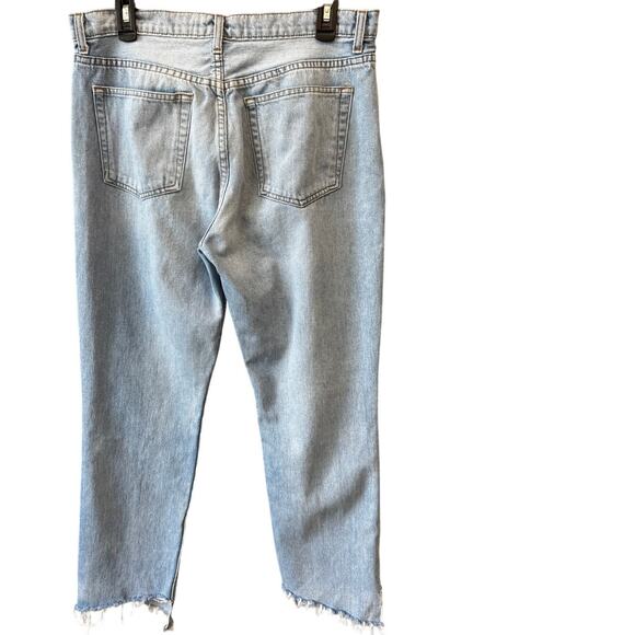 REFORMATION Women's Blue Distressed Denim Straight Leg Jeans Size 31 - Picture 2 of 6
